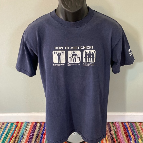 Hot Topic Other - 1999 How To Meet Chicks Funny Shirt Humor Comedy Navy Blue Medium